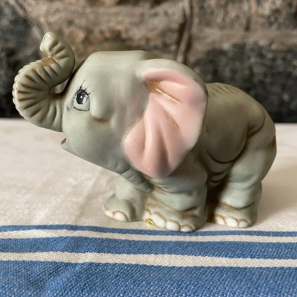 Vintage HOMCO good luck elephant 80s vintage ceramic porcelain tchotchke - Picture 1 of 6